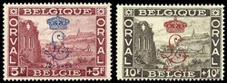 1929, 5 c. - 10 Fr. Orval mit Monogramm-Aufdruck, kompletter Satz mit ...