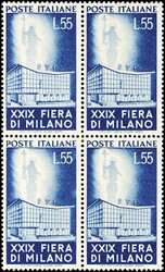 20 und 55 L. Mailänder Messe, postfrische 4er-Blocks, Mi. 440.-  ...