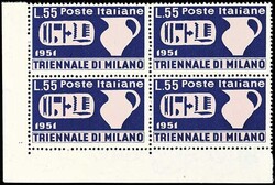 20 u. 55 L. Triennale von Mailand, postfrische 4er-Blocks aus ...