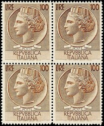 100 und 200 L. Italien, postfrische 4er-Blocks, Mi. 800.-  ...