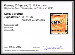 2 F. Schnitter mit verschobenem Aufdruck, postfrisch, Fotobefund ...