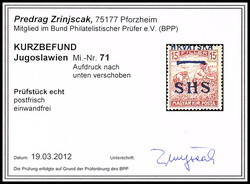 15 F. Schnitter mit nach unten verschobenem Aufdruck, postfrisch, ...