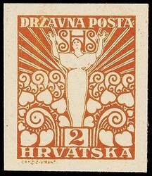 2 F. Freimarke, Druckprobe von der III. Platte in Originalfarbe auf ...