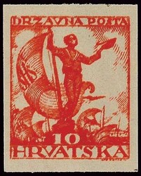 10 F. Freimarken ungezähnt, ungebraucht ohne Gummi, wie verausgabt, ...