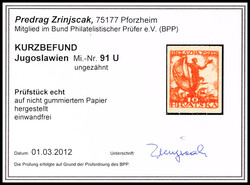 10 F. Freimarken ungezähnt, ungebraucht ohne Gummi, wie verausgabt, ...