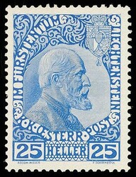 25 H. dark cobalt Prince Johann II, perfectly mint, Michel 75.-