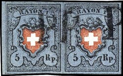 1850, 5 Rp. Rayon I. ohne Kreuzeinfassung, Abart "sehr dünnes Papier ...