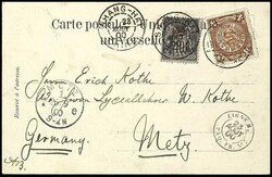 4 C. Drache in Mischfrankatur mit Französischer Post in China 10 C. ...