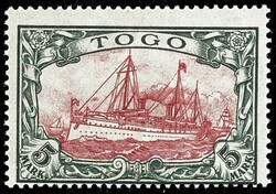 5 Mark Kaiseryacht, Plattenfehler I: "Retusche "Wolke" zwischen den ...