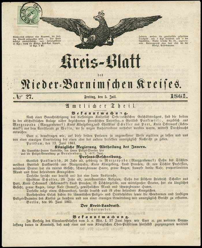 【希少】 2G ／ N.42 HildundK Philasearch.com - Old German States Prussia, Michel 9