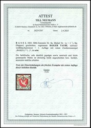 1845, 2 1/2 Rp. schwarz/weißblau/karminrot 1. Auflage, sogenannte ...