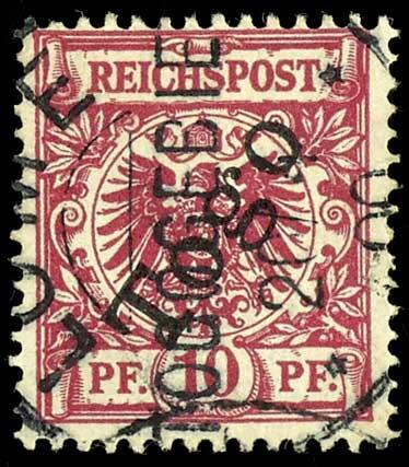 10 Pfennig Krone/Adler, rotkarmin mit Aufdruck "Togo", gestempelt ...