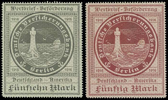 5 Mark bis 50 Mark Ozeanreederei 1. Ausgabe kompletter Satz mit sechs ...