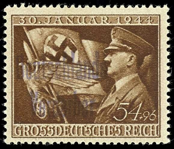 54+96 Pf. Machtergreifung mit violettem Handstempelaufdruck, tadellos ...