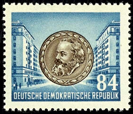 84 Pfennig Karl-Marx-Jahr, Abart "Druck auf der Gummiseite", ...