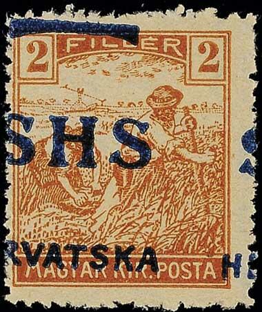 2 F. reaper with shifted overprint, mint never hinged, photo ...