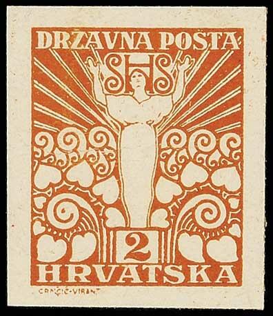 2 F. postal stamp, trial printing of the III. plate in original ...