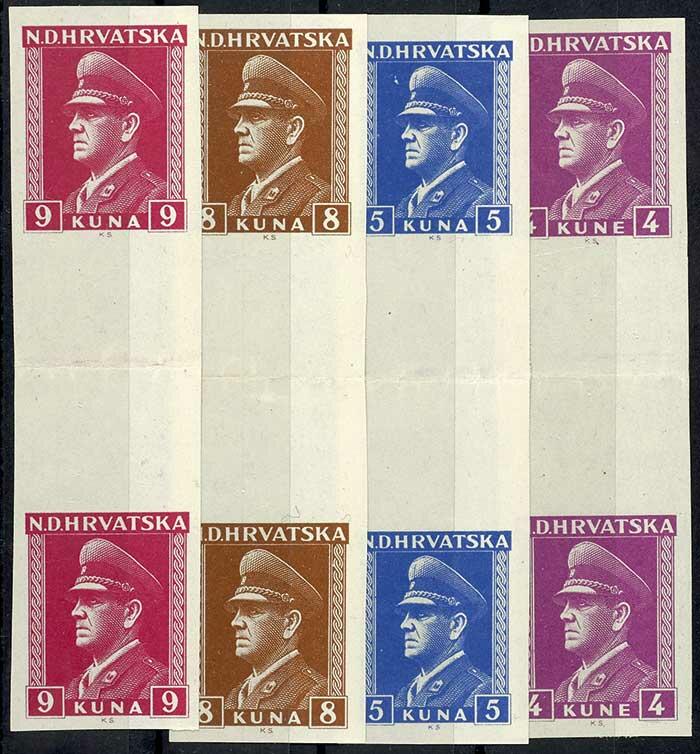 1943 / 1944, 4 Kuna, 5 Kuna, 8 Kuna and 9 Kuna "Dr. ante Pavelic", ...