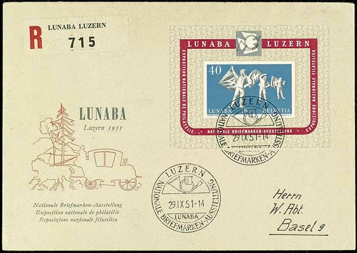 1951, Block zur Nationalen Briefmarkenausstellung auf ...
