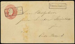 1 silver penny rose, small size, as local letter with framed cancel ...