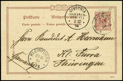 10 Pfennig Vorläuferganzsache mit Entwertung "BIBUNDI", ...