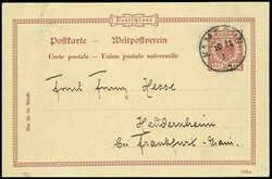 Vorläuferganzsache 10 Pfennig, geschrieben auf SMS "Falke" und an ...