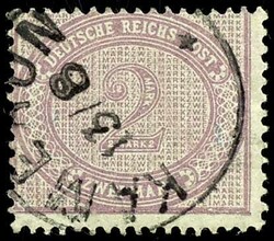 2 Mark lebhaftgraulila, gestempelt, tadellose Erhaltung, Entwertung ...