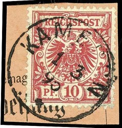 10 Pfennig Krone/Adler mittelkarminrot (Urmarke ca), tadelloser ...