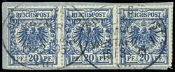 Seepost-Vorläufer 20 Pfennig "Krone/Adler", Dreierstreifen auf ...