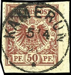 50 Pfennig Krone/Adler braunrot, tadelloses Briefstück, Fotobefund ...