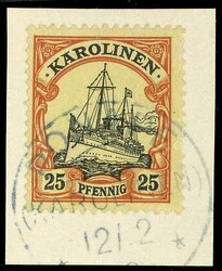 KAUMI 15 / 10 02 on 5 pfennigs imperial yacht - central clear strike, ...