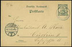 YAP in blue-green on 5 pfennigs postal stationery, very fine, Michel ...