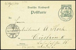 YAP, blue cancel on 5 pfennigs postal stationery "imperial yacht", ...