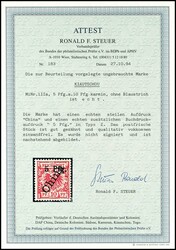 5 Pfg. auf 10 Pfennig Krone/Adler lebhaftlilarot mit schwarzem ...