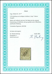 3 Pf mittelbraun mit schrägem Aufdruck "Togo", Berner Ausgabe, ...