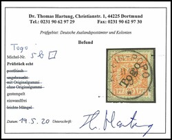 25 Pf dunkelorange tadellos auf Briefstück, Fotobefund Dr. Hartung ...