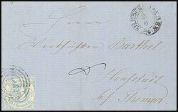 3 Kreuzer blue, magnifying glasses to full margins, with nummeral ...