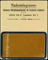 1912, RADIO-TELEGRAMM, Formblatt "... Betriebsgesellschaft für ...