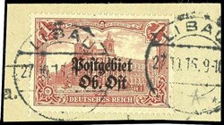 1 Mark Deutsches Reich mit Aufdruck "Postgebiet Ob. Ost", 26 : 17 ...