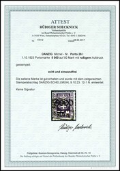 5000 auf 50 Mark "kleines Staatswappen", rußiger Aufdruck, ...