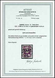 5000 auf 50 Mark kleines Wappen, glänzender Aufdruck, zeitgerecht ...