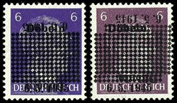 6 Pf. Freimarken in a- und b-Farbe, dazu beide Werte mit doppeltem ...