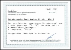 12 Pfg Gebührenzettel "Uhrzeit" ungezähnt mit linkem Bogenrand, ...