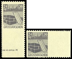 24+36 Pf. violett, A-Zähnung unten ungezähnt und senkrecht ...