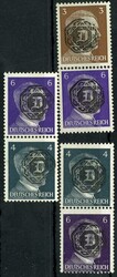 3 se-tenants from Hitler stamp booklet, as reprints expertized Kunz ...