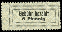 6 Pf. fee slip, in colour error black (signed storm) and once in ...