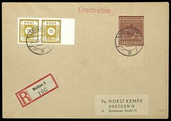 12 Pfg reconstruction, imperforated, in mixed franking with Soviet ...