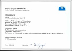 60 Pfennig mit Aufdruck 38 Demmin auf Notpaketkarte ...