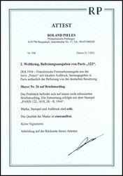 1944, Befreiungsausgaben von Paris "122", Blankobrief mit 1,50 Fr. ...