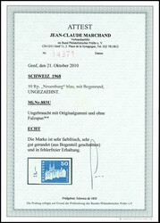 1968, 50 C. Freimarke, Abart "ungezähnt, vom linken Bogenrand mit ...